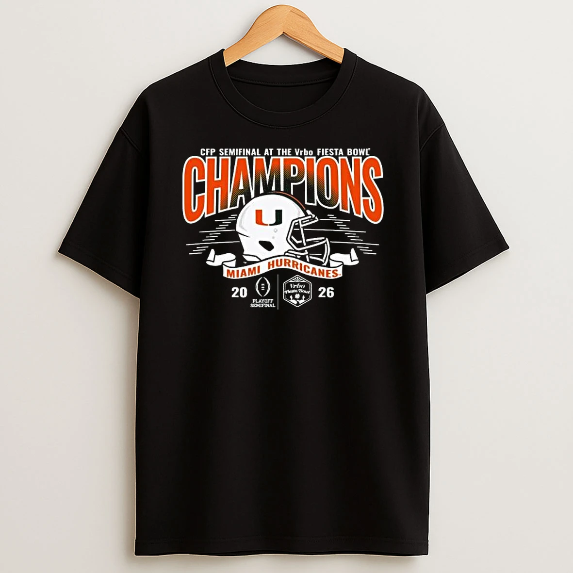 Miami Hurricanes Cfp Semifinal At The Vrbo Fiesta Bowl Champions 2026 Helmet T Shirt