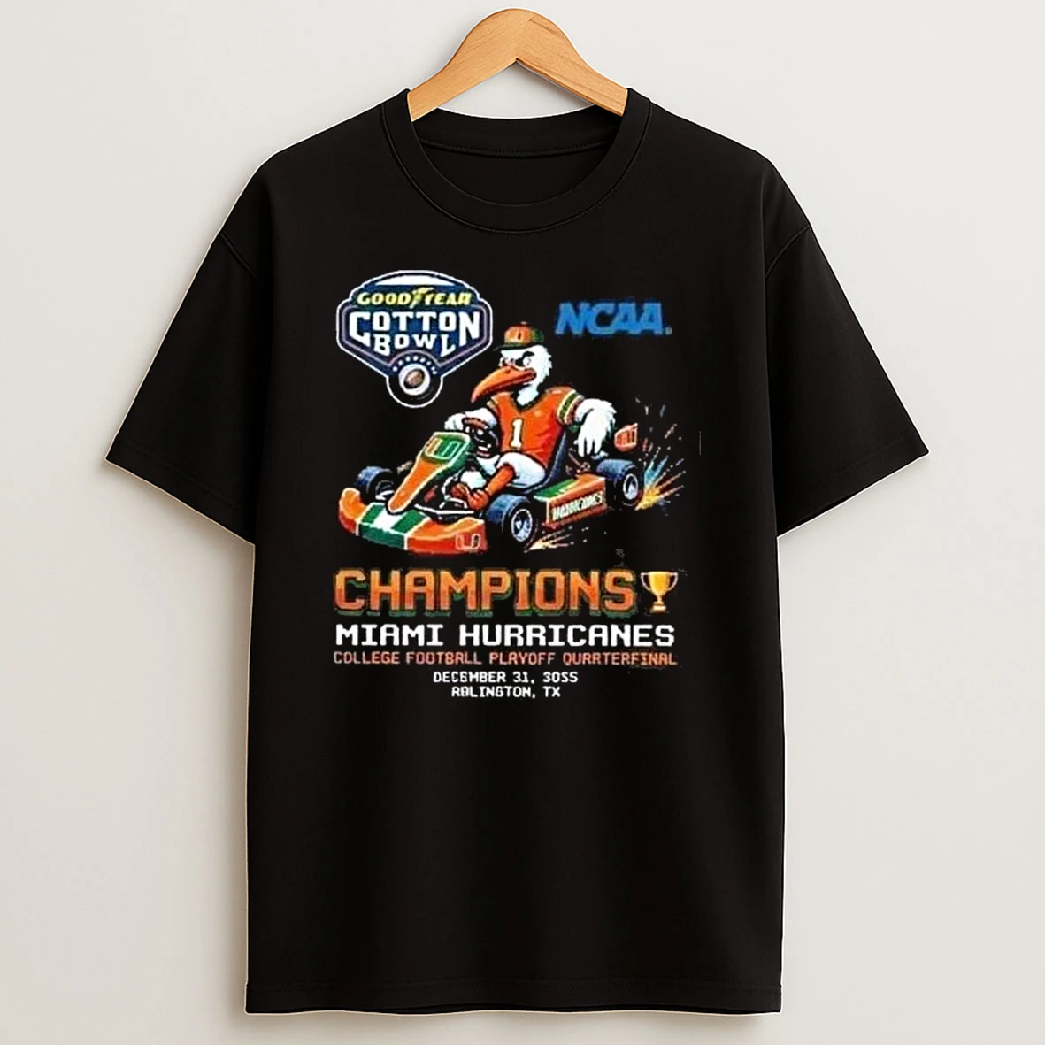 Miami Hurricanes Champion Goodyear Cotton Bowl Classic Cfp Quarterfinal December 31 2025 Att Stadium Arlington Texas Mario Kart T Shirt
