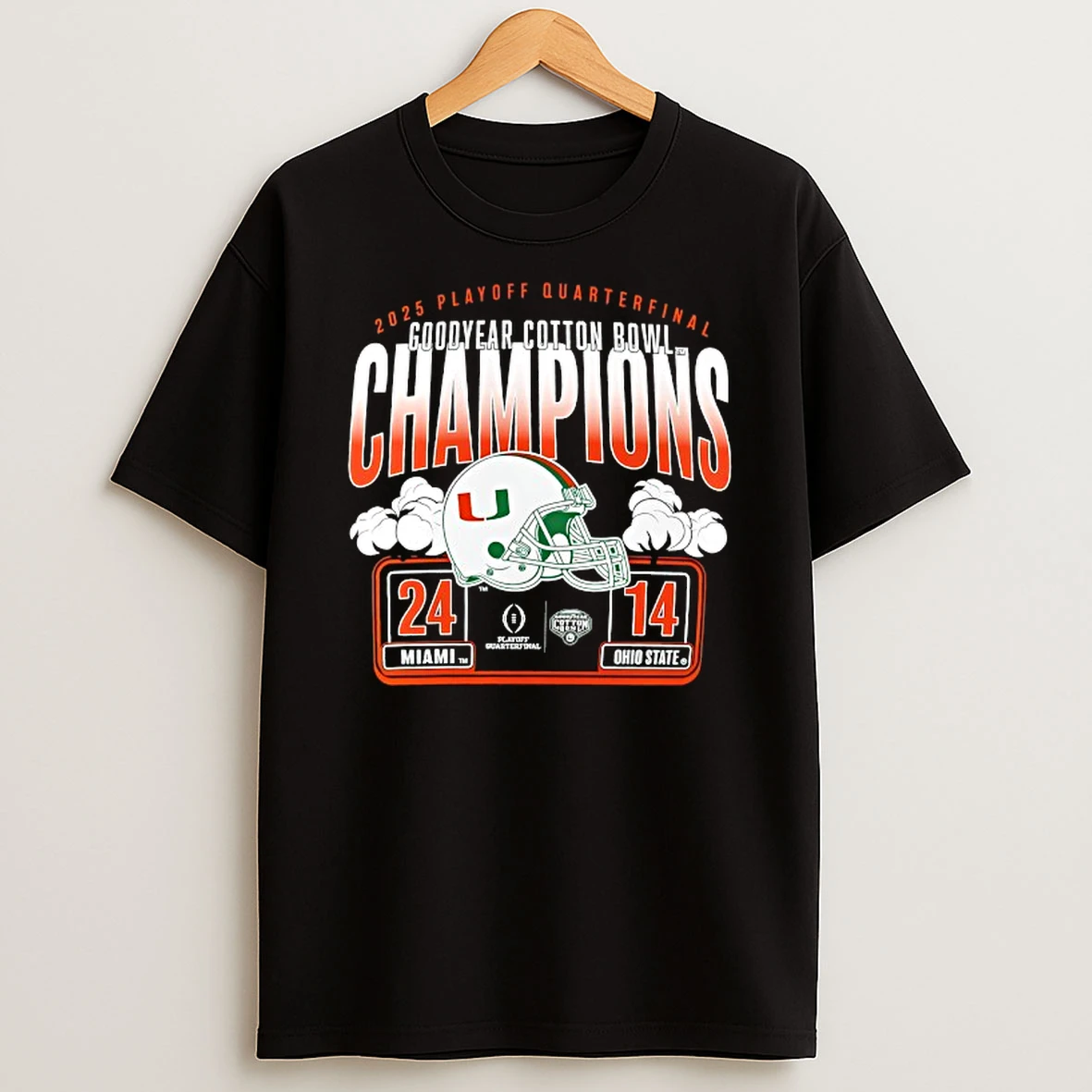 Miami Hurricanes College Football Playoff 2025 Cotton Bowl Champions Score Helmet T Shirt