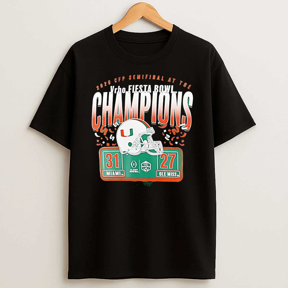Miami Hurricanes College Football Playoff 2026 Fiesta Bowl Champions Scoring Drive T Shirt