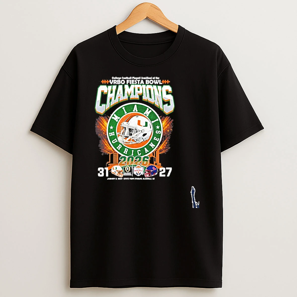 Miami Hurricanes Fiesta Bowl 2026 Champions 31 27 Ole Miss T Shirt