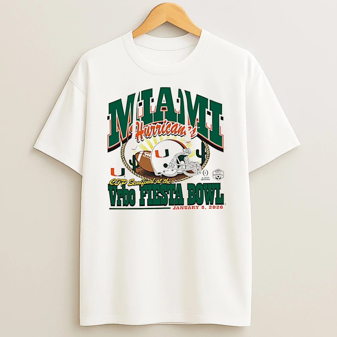 Miami Hurricanes Fiesta Bowl 2026 Helmet T Shirt