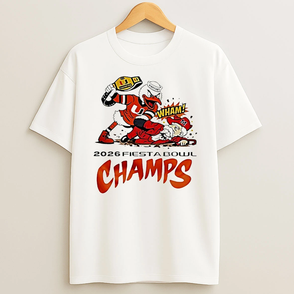 Miami Hurricanes Fiesta Bowl Champions 2026 Mascot T Shirt