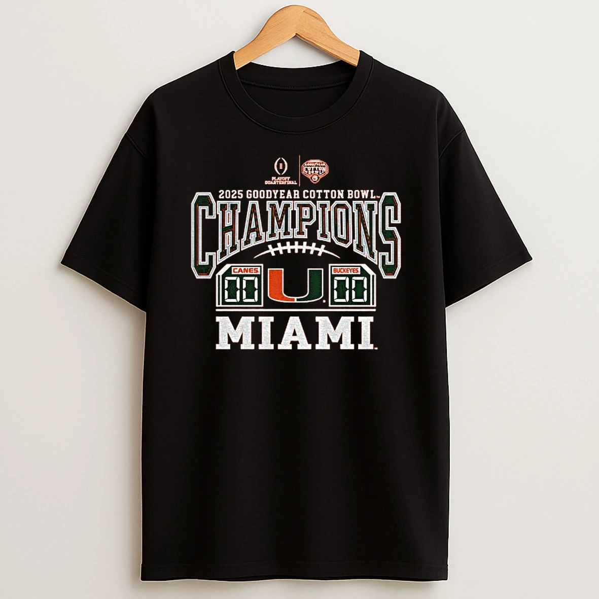 Miami Hurricanes Football 2025 Cfp Quarterfinal Goodyear Cotton Bowl Champions T Shirt