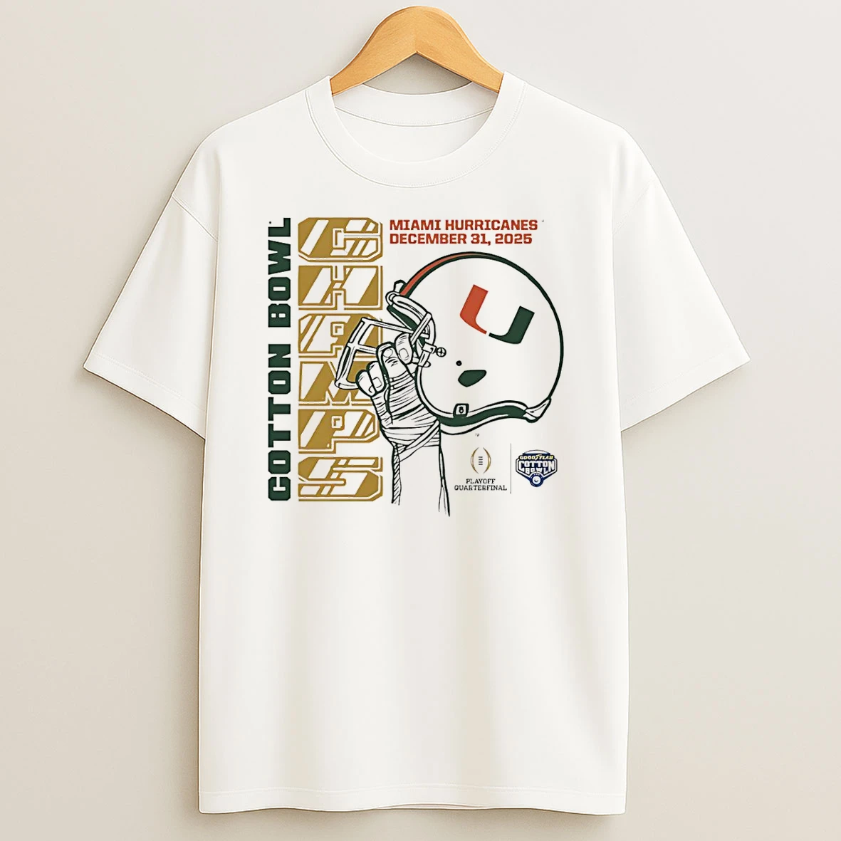 Miami Hurricanes Football 2025 Cotton Bowl Champions Helmet T Shirt