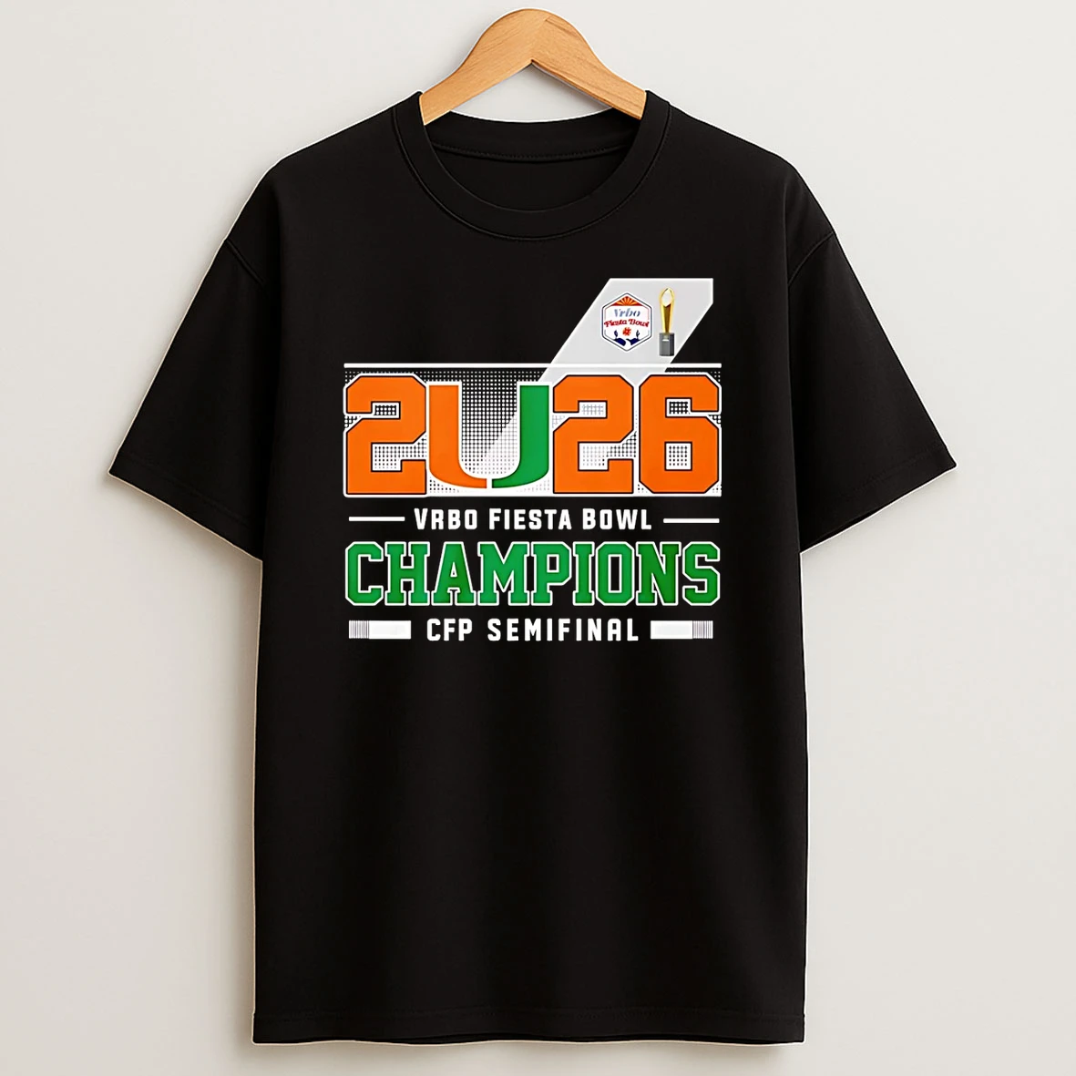 Miami Hurricanes Football Cfp 2026 Vrbo Fiesta Bowl Champions T Shirt