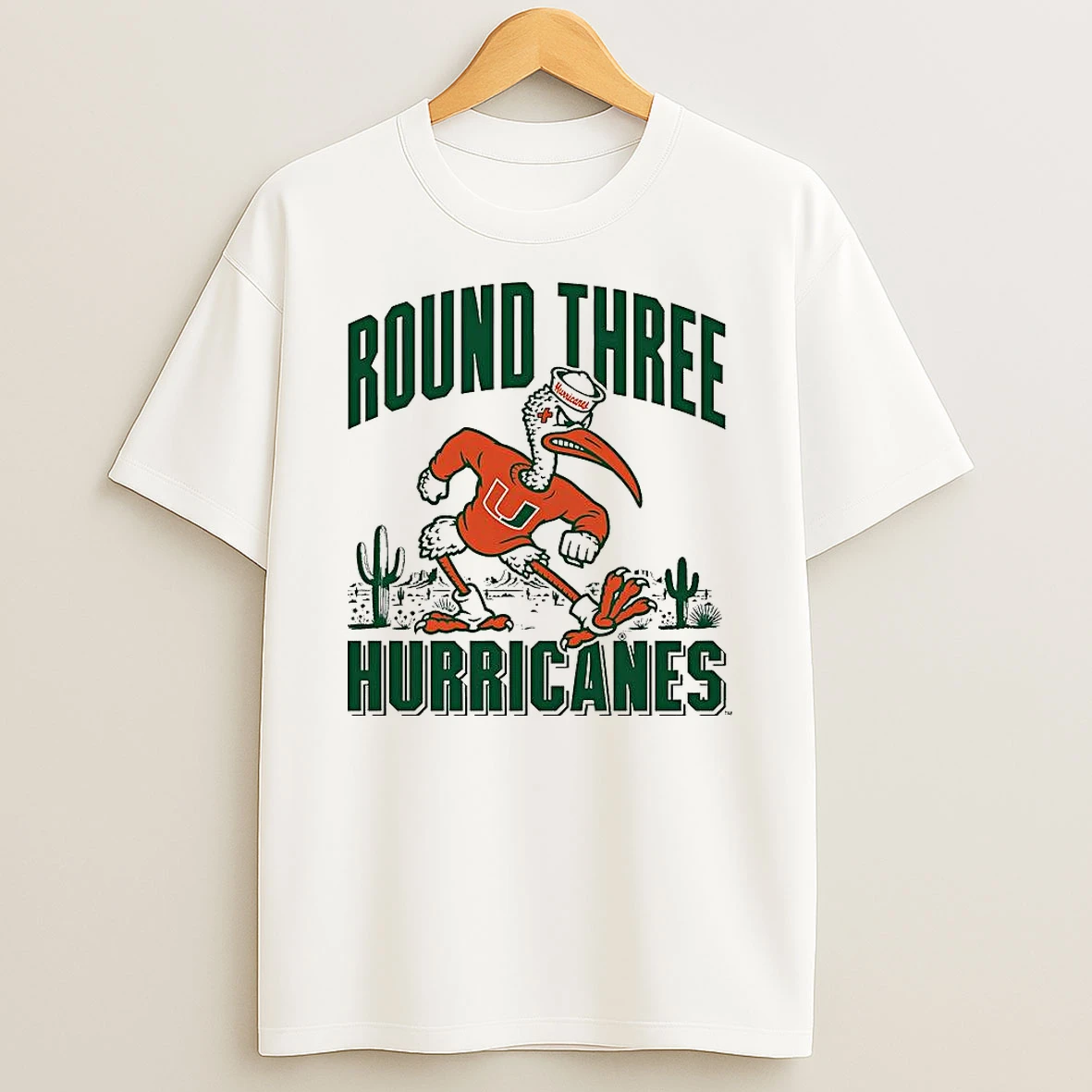 Miami Hurricanes Ncaa Sebastian The Ibis Round 3 Mascot T Shirt