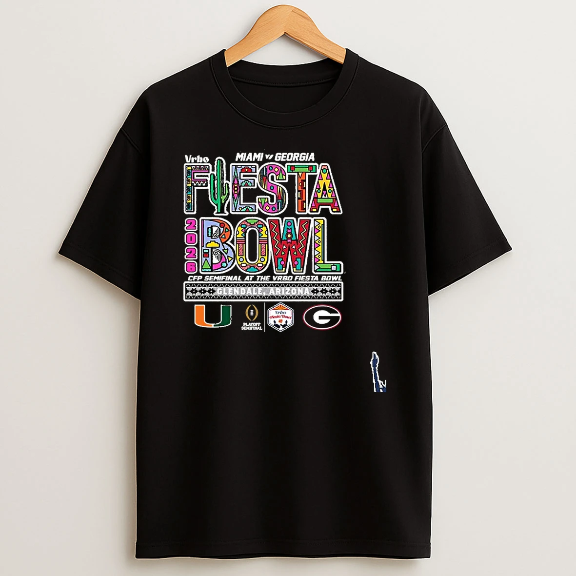 Miami Hurricanes Vs Georgia Bulldogs 2026 Cfp Semifinal Vrbo Fiesta Bowl Retro T Shirt
