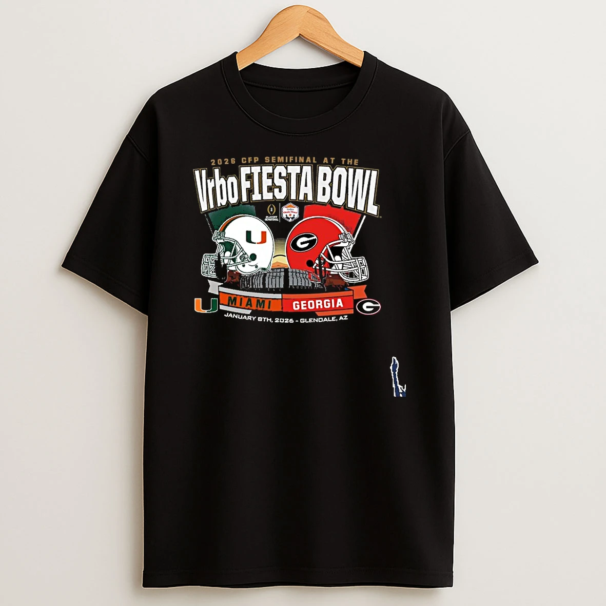 Miami Hurricanes Vs Georgia Bulldogs Vrbo Fiesta Bowl Matchup T Shirt