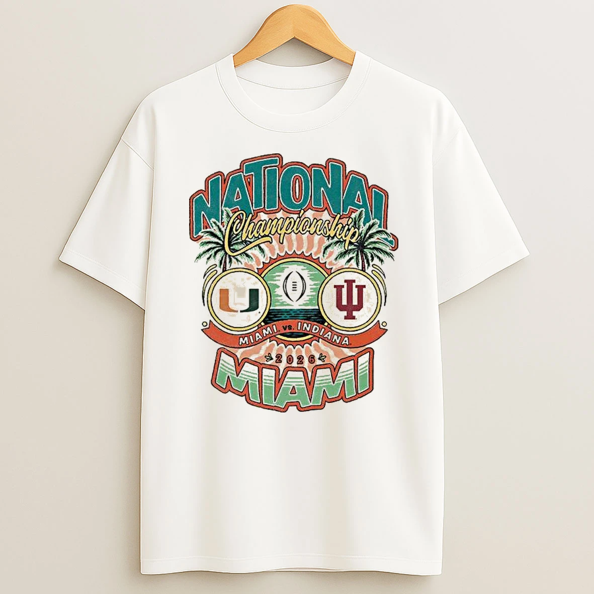 Miami Hurricanes Vs Indiana Hoosiers Cfp 2026 National Championship Matchup T Shirt