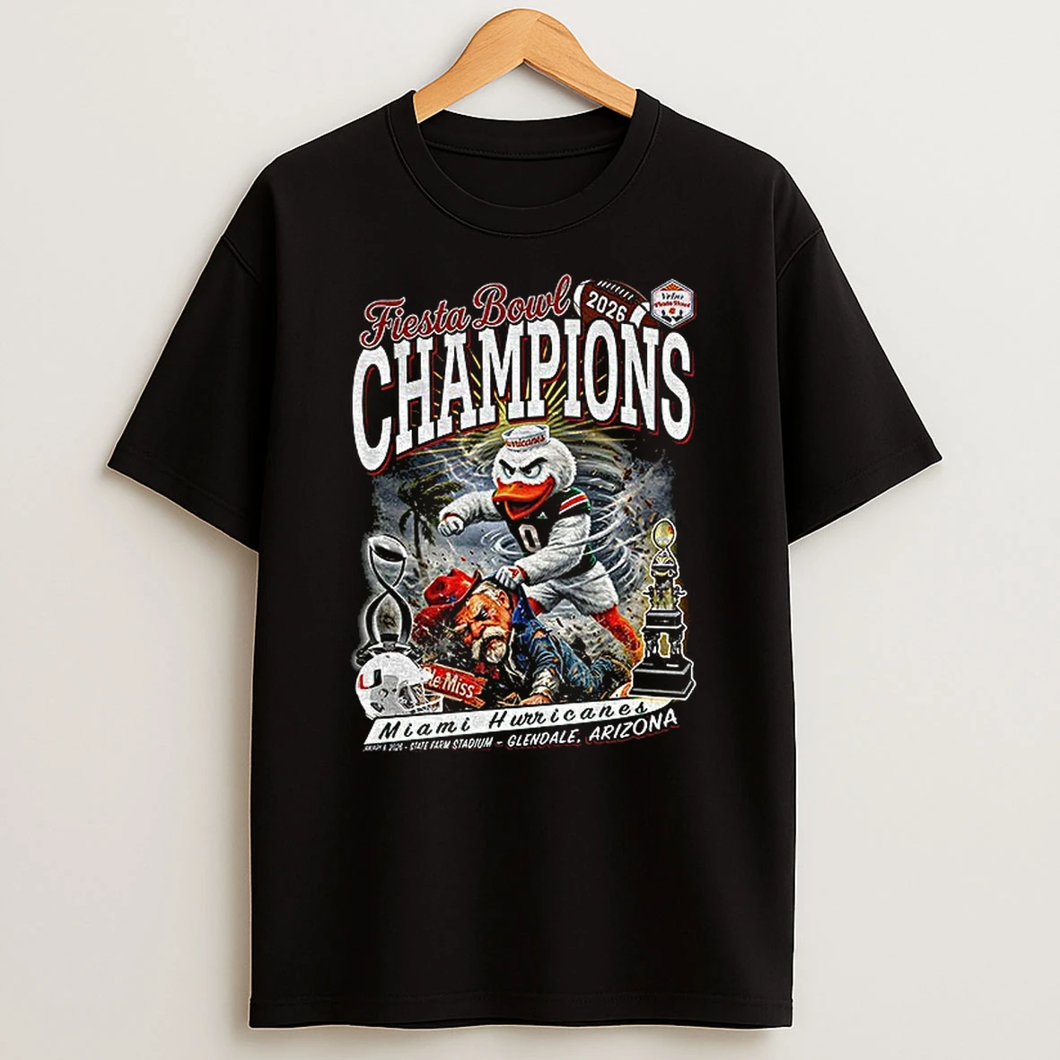 Miami Hurricanes Beat Ole Miss Jan 8 2026 Fiesta Bowl Champions T Shirt