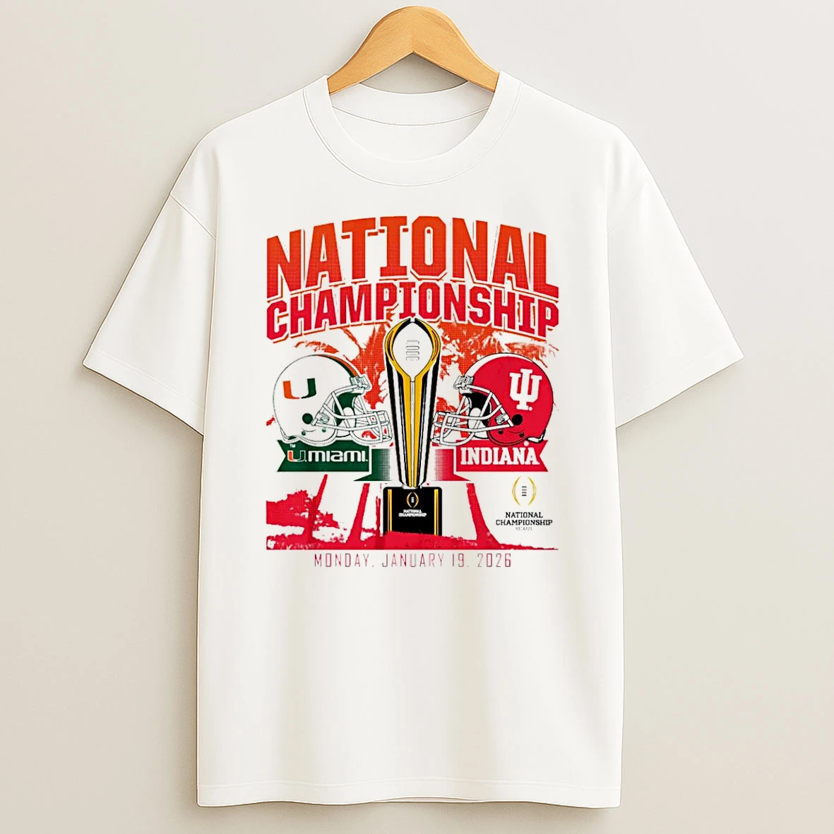 Miami Hurricanes Vs Indiana Hoosiers 2026 National Championship Game Match Up T Shirt