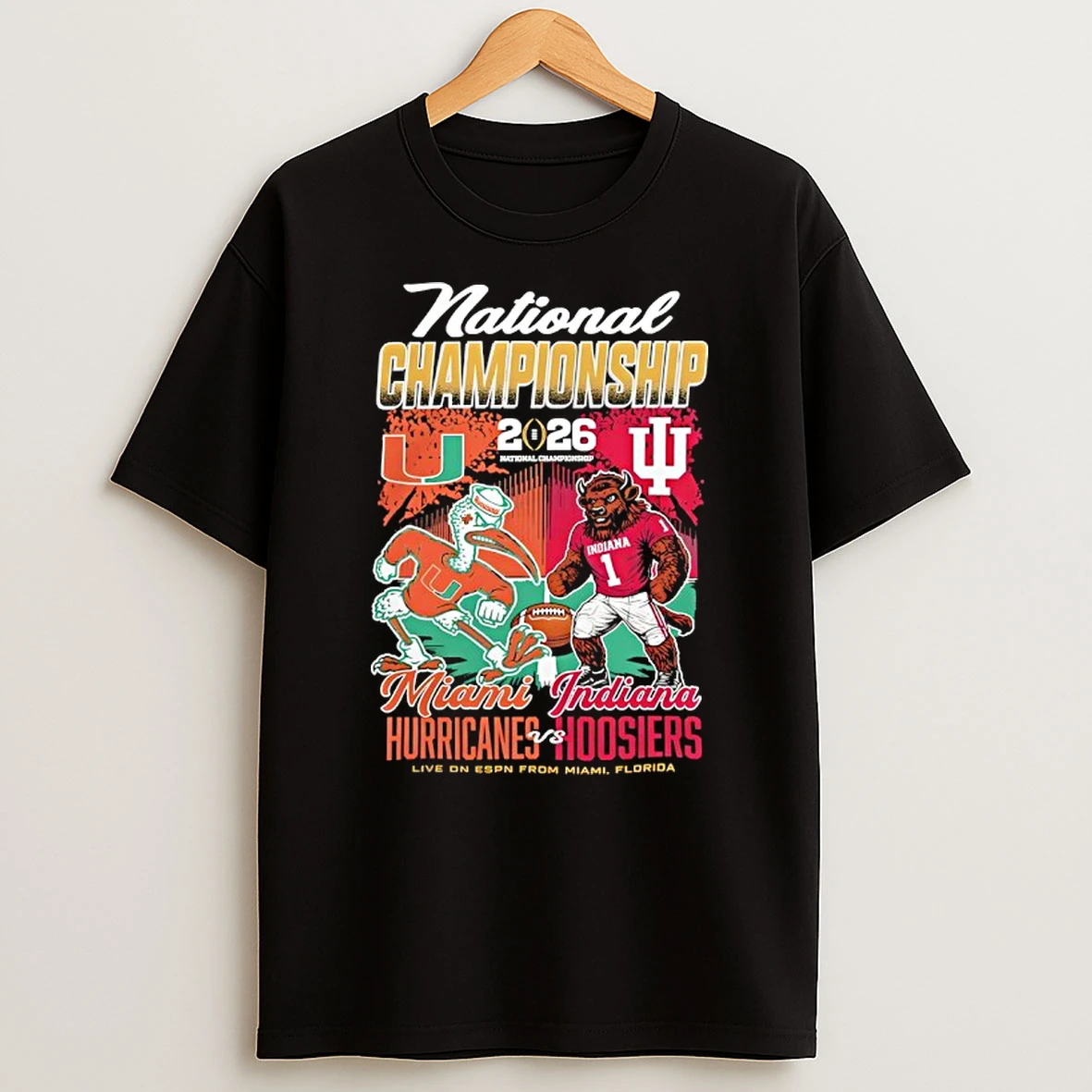 Miami Hurricanes Vs Indiana Hoosiers Cfp 2026 National Championship Game T Shirt