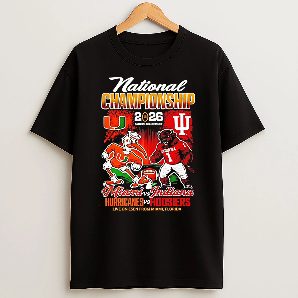 Miami Hurricanes Vs Indiana Hoosiers Football National Championship Live On Esen From Miami T Shirt
