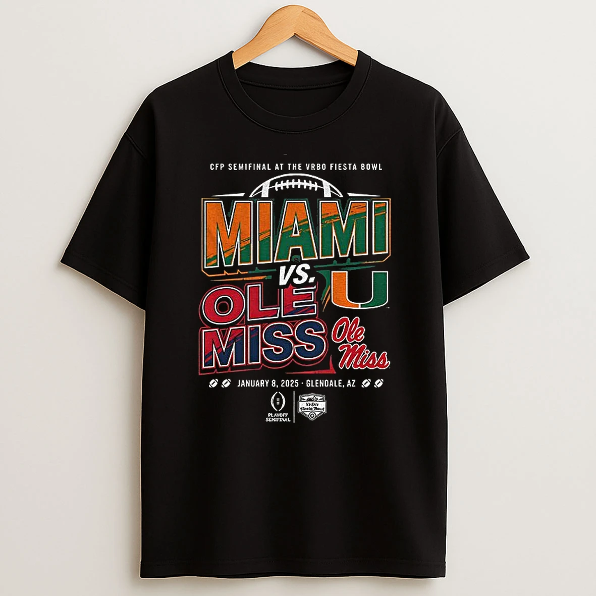 Miami Hurricanes Vs Ole Miss Rebels Cfp Semifinal At The Vrbo Fiesta Bowl Playoff Game Day T Shirt