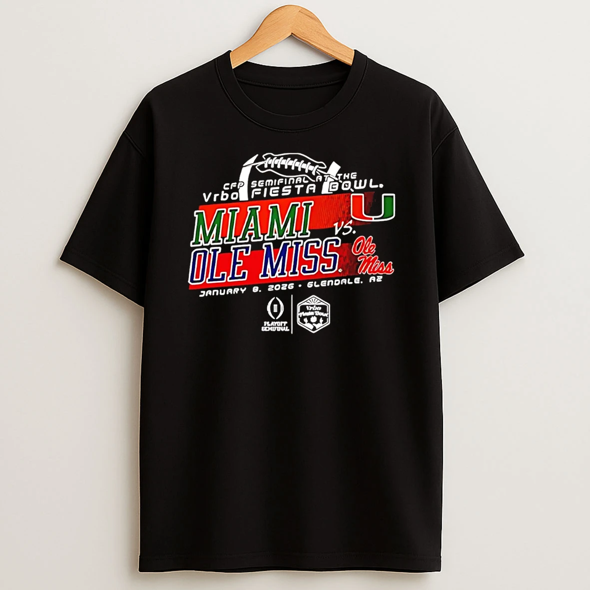 Miami Hurricanes Vs Ole Miss Rebels Fiesta Bowl 2026 Cfp Semifinal T Shirt