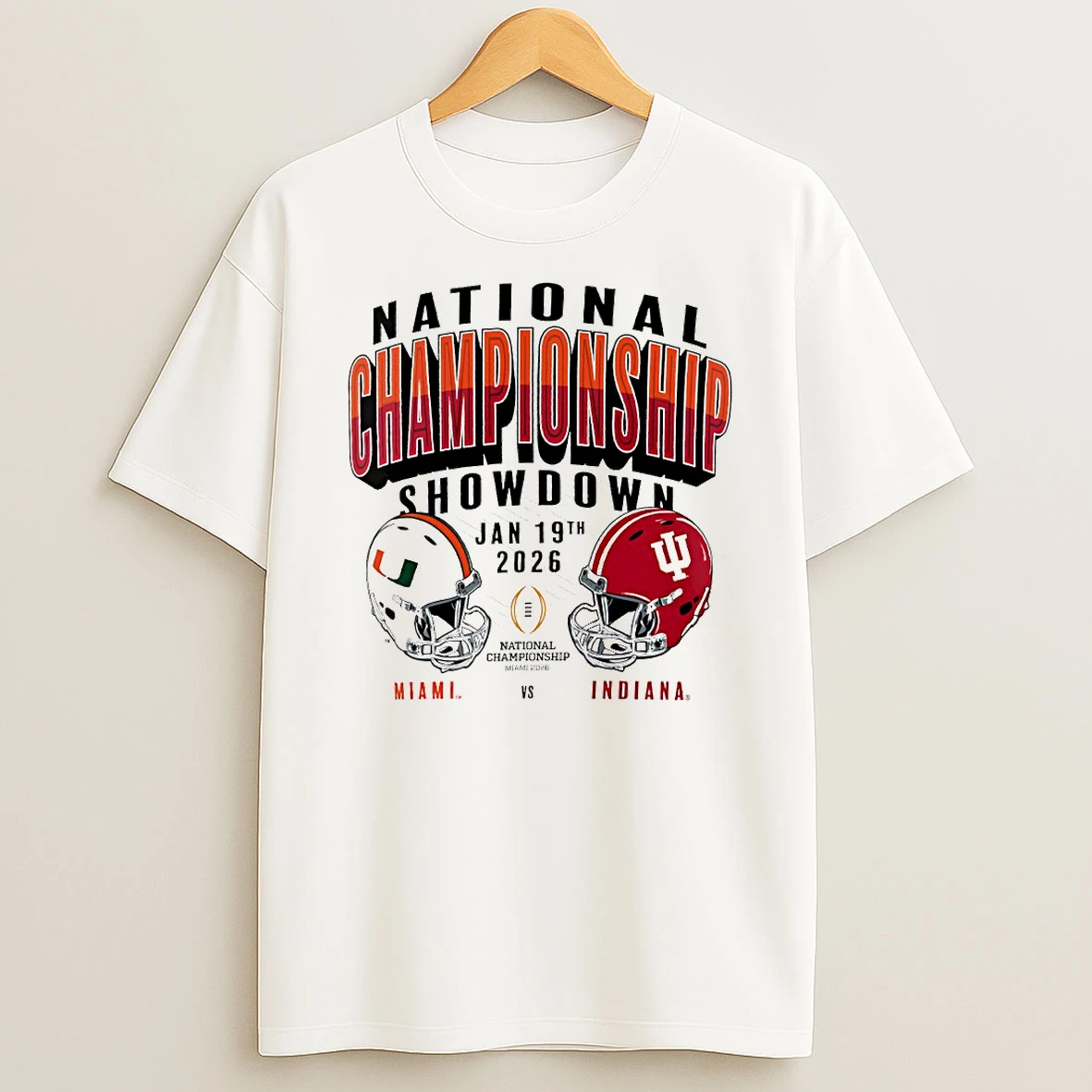 Miami Hurricanes Vs Indiana Hoosiers Cfp 2026 National Championship Game Matchup Showdown Circle T Shirt
