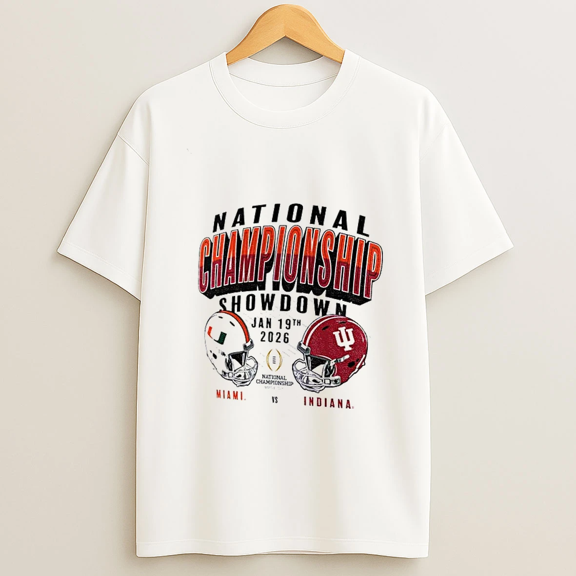 Miami Hurricanes Vs Indiana Hoosiers College Football Playoff 2026 National Championship Game Matchup Total Showdown T Shirt