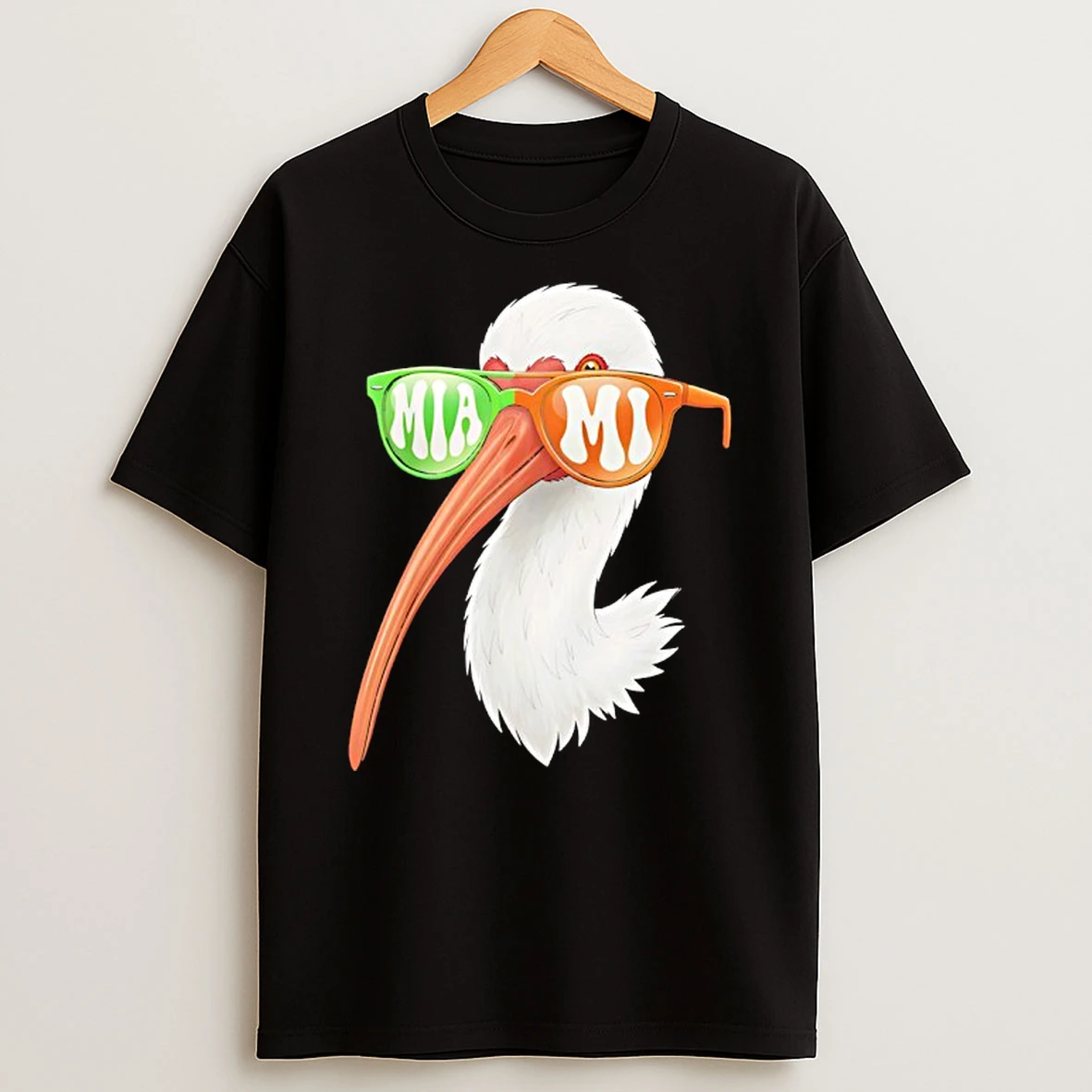 Miami White Ibis With Sunglasses T Shirt