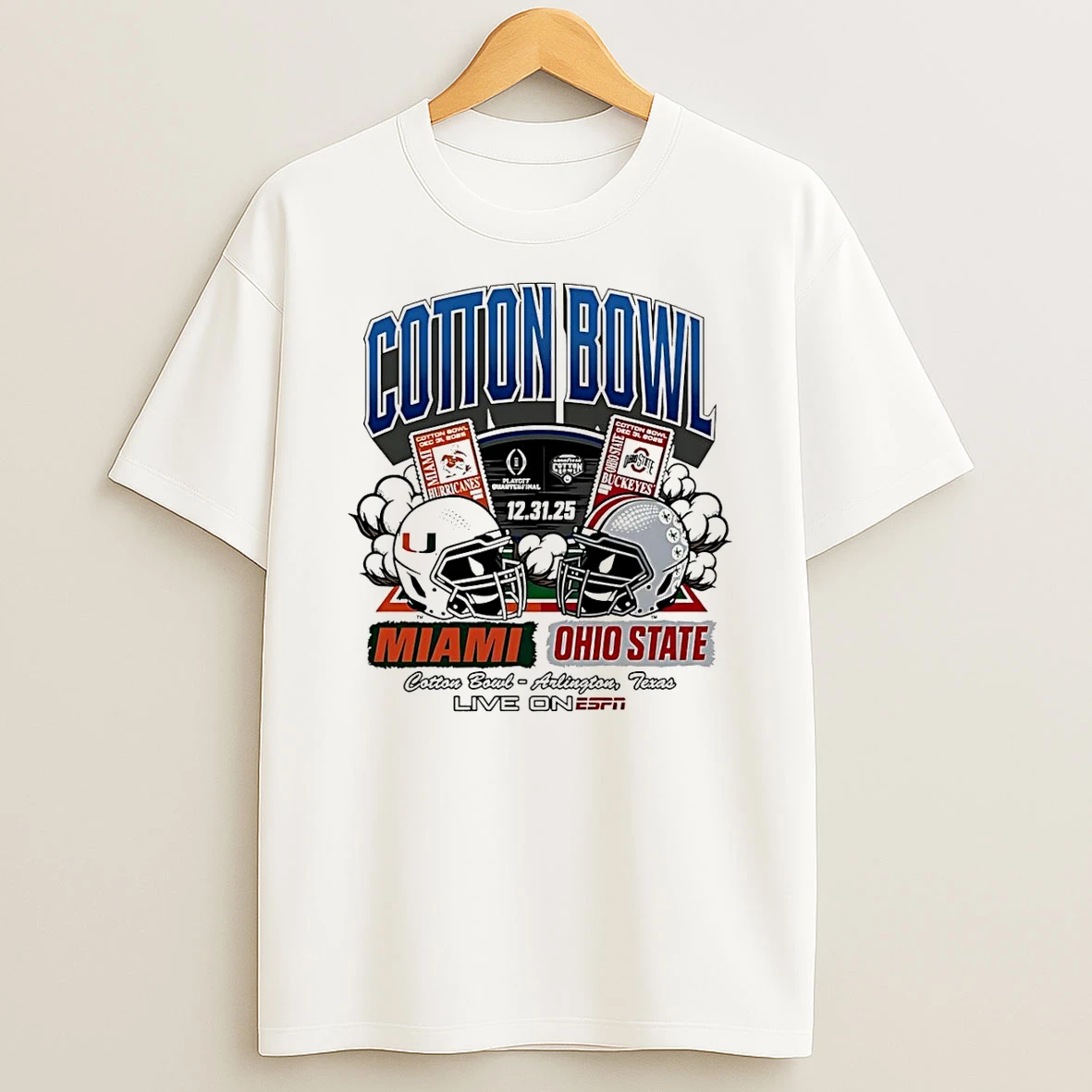 Miami Vs Ohio State 2025 Cotton Bowl Matchup Helmet T Shirt