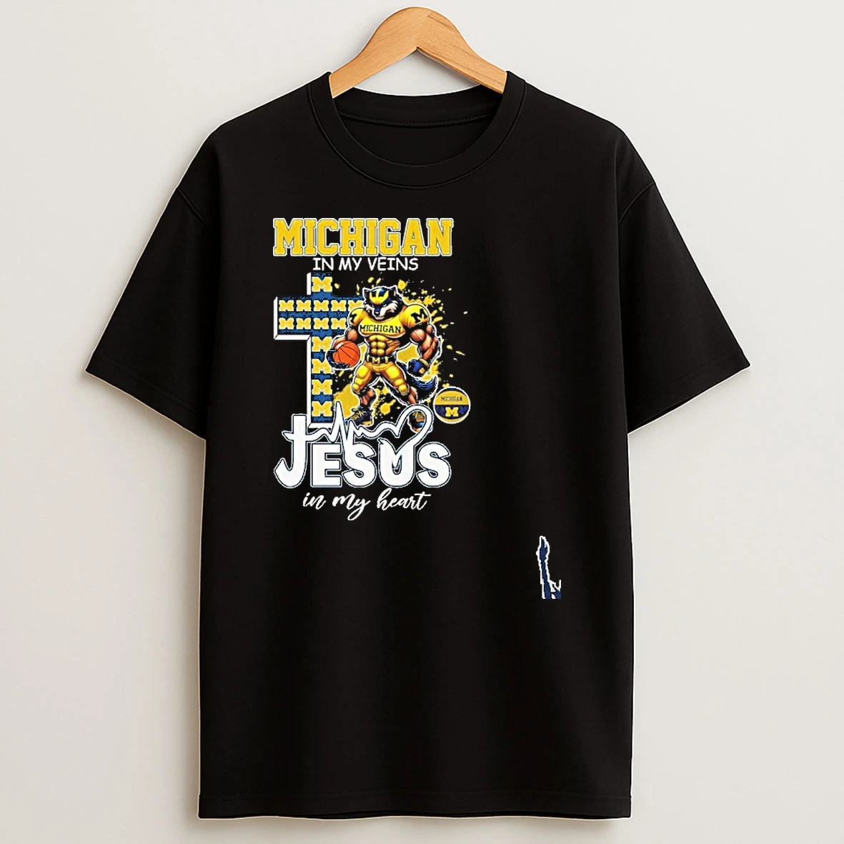 Michigan In My Veins Mascot Jesus In My Heart T Shirt