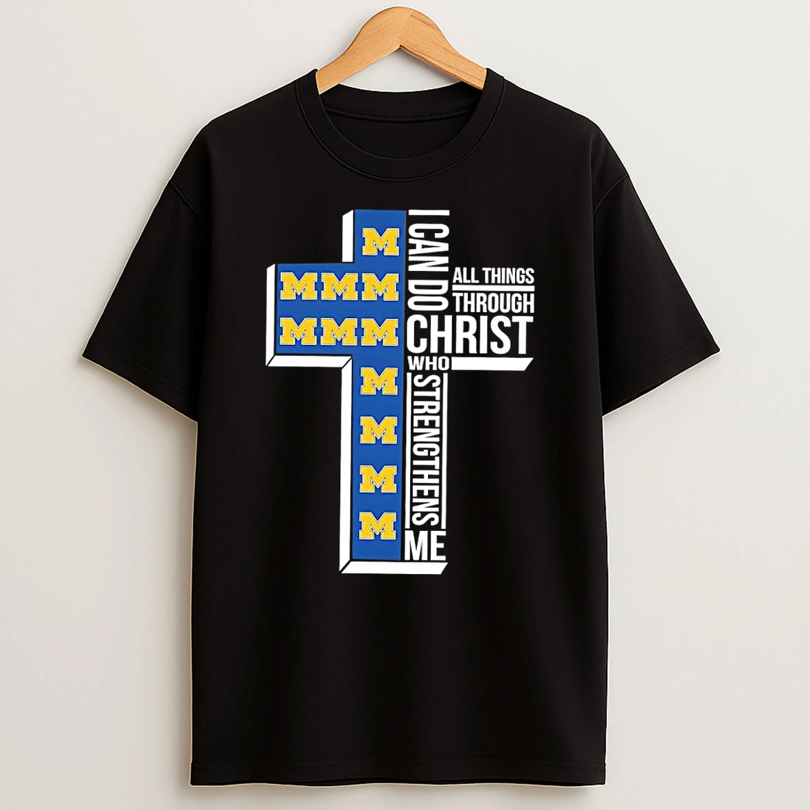 Michigan Wolverines Womens Basketball I Can All Things Do Through Christ Who Strengthens Me T Shirt