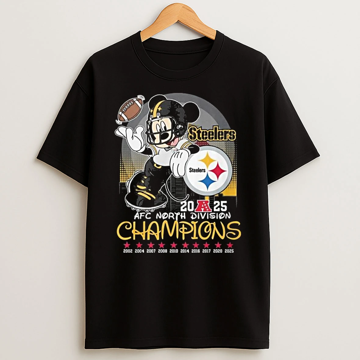 Mickey Mouse X Pittsburgh Steelers Afc North Division Champions 2002 2025 T Shirt
