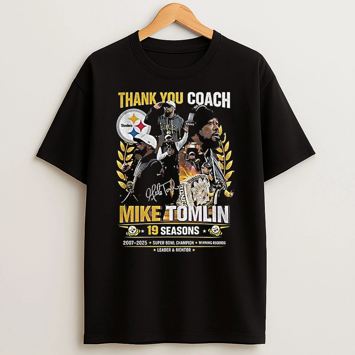 Mike Tomlin Pittsburgh Steelers Nfl Thank You Coach 19 Seasons Signature T Shirt