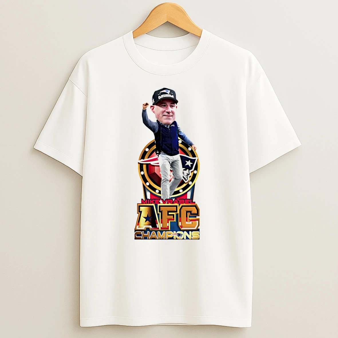 Mike Vrabel Bobblehead New England Patriots Football Afc Champions 2026 T Shirt