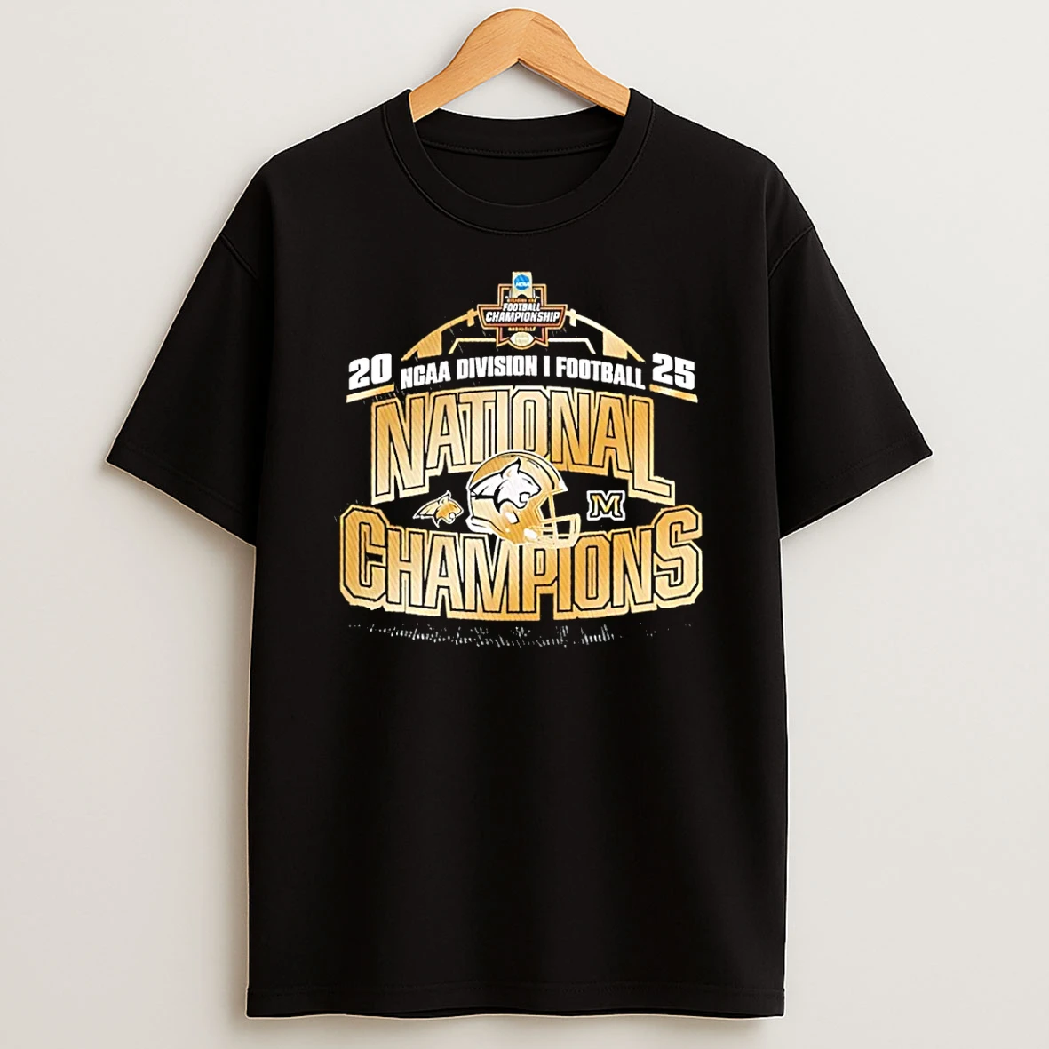 Montana State Bobcats 2025 Ncaa Fcs Football National Champions Gold T Shirt