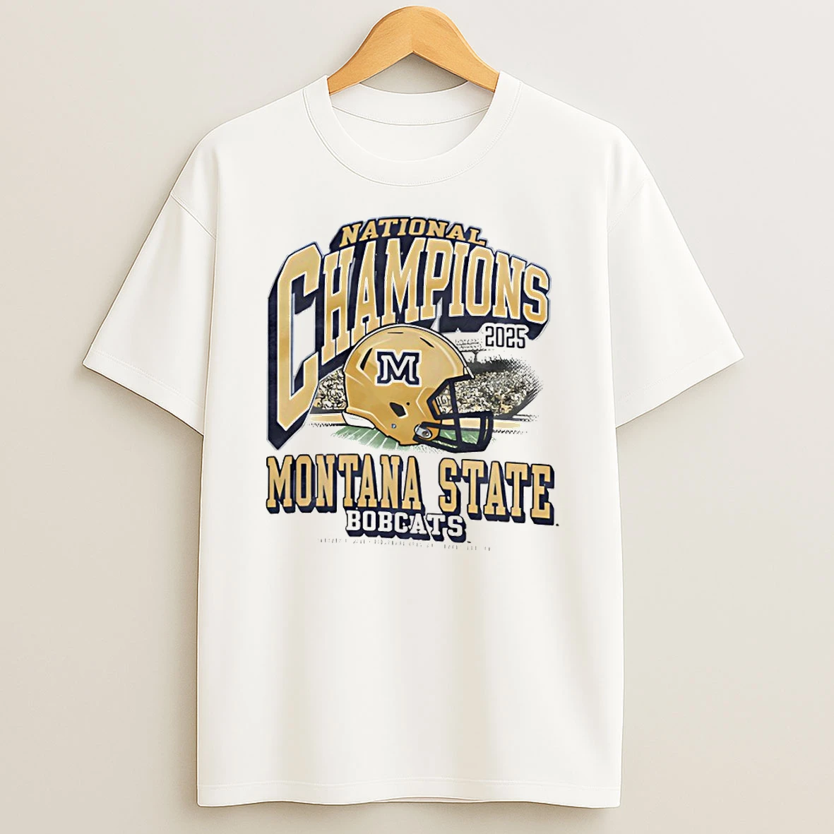 Montana State Bobcats 2025 National Champions Helmet 2 Time Division I Football T Shirt