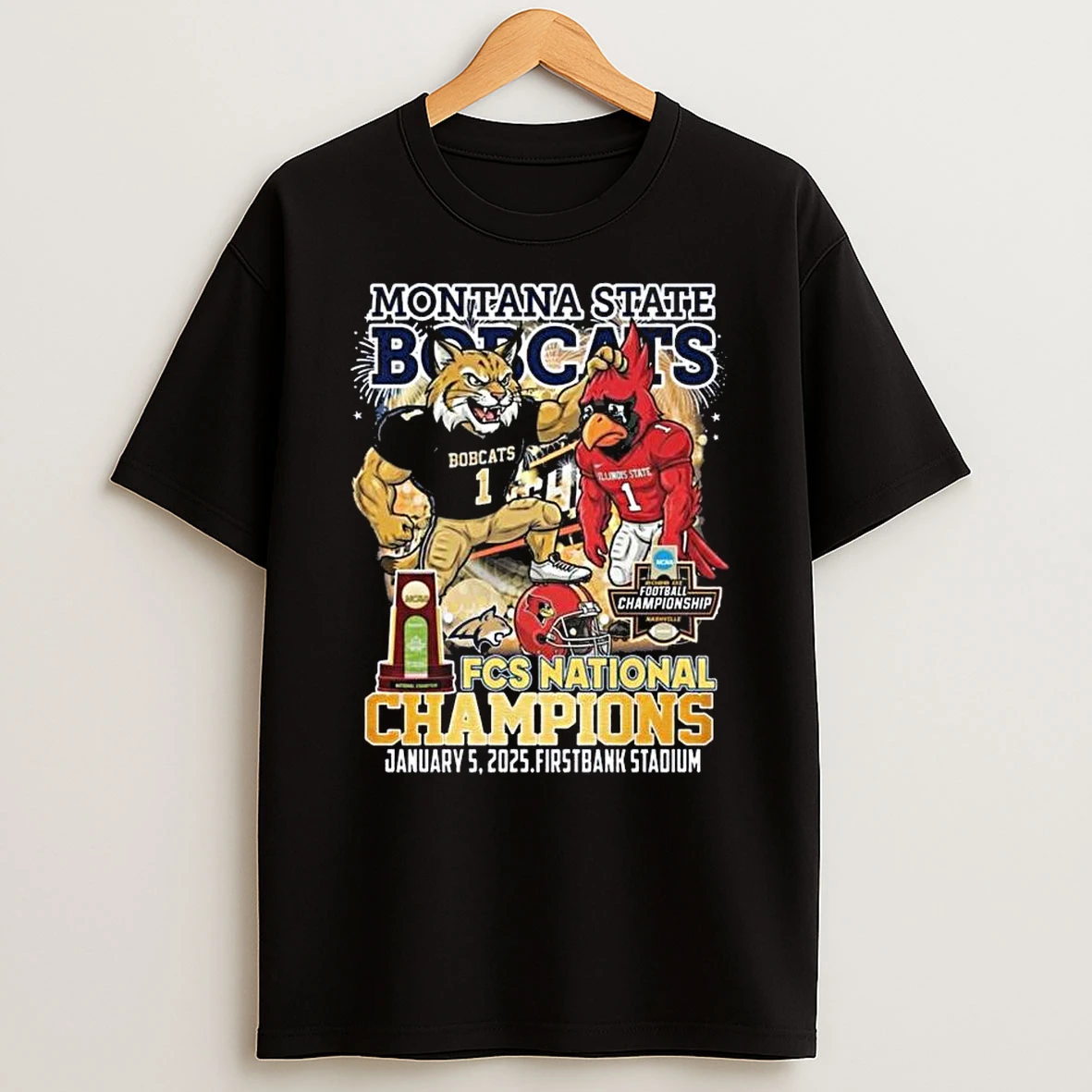 Montana State Bobcats Fcs 2025 2026 Division I National Champions Mascot T Shirt