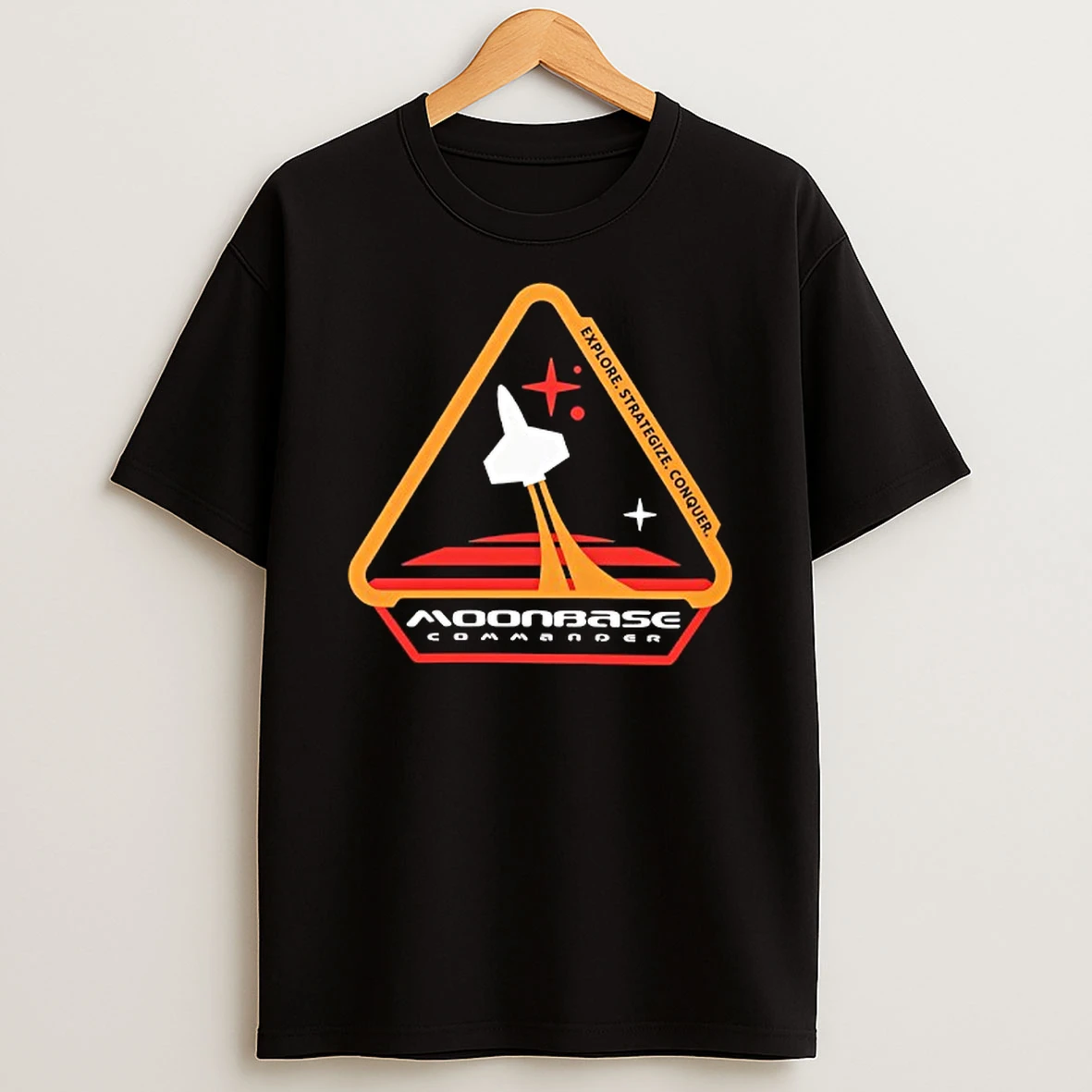 Moonbase Commander Rocketship Logo T Shirt