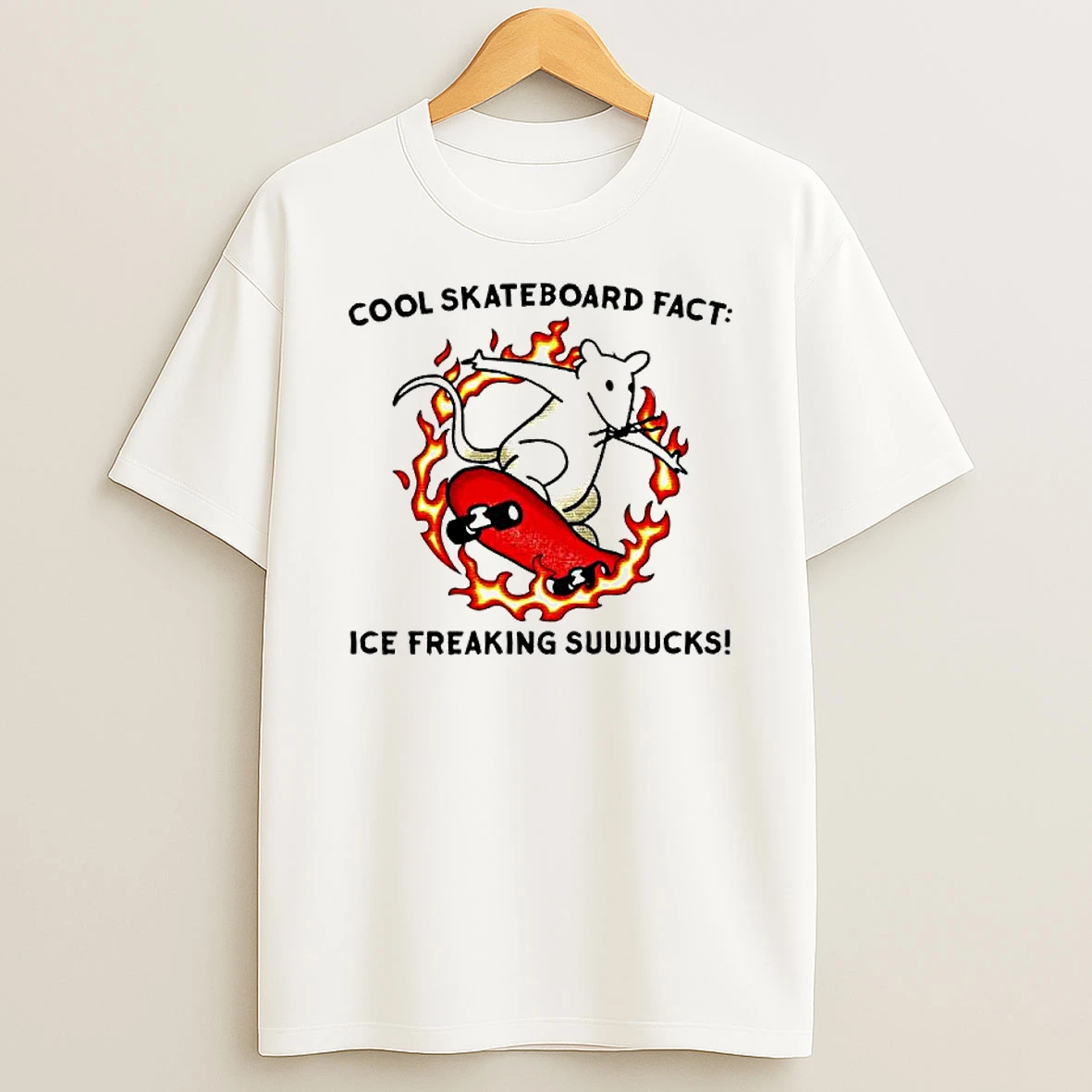 Mouse Cool Skateboard Fact Ice Freaking Suuuucks T Shirt