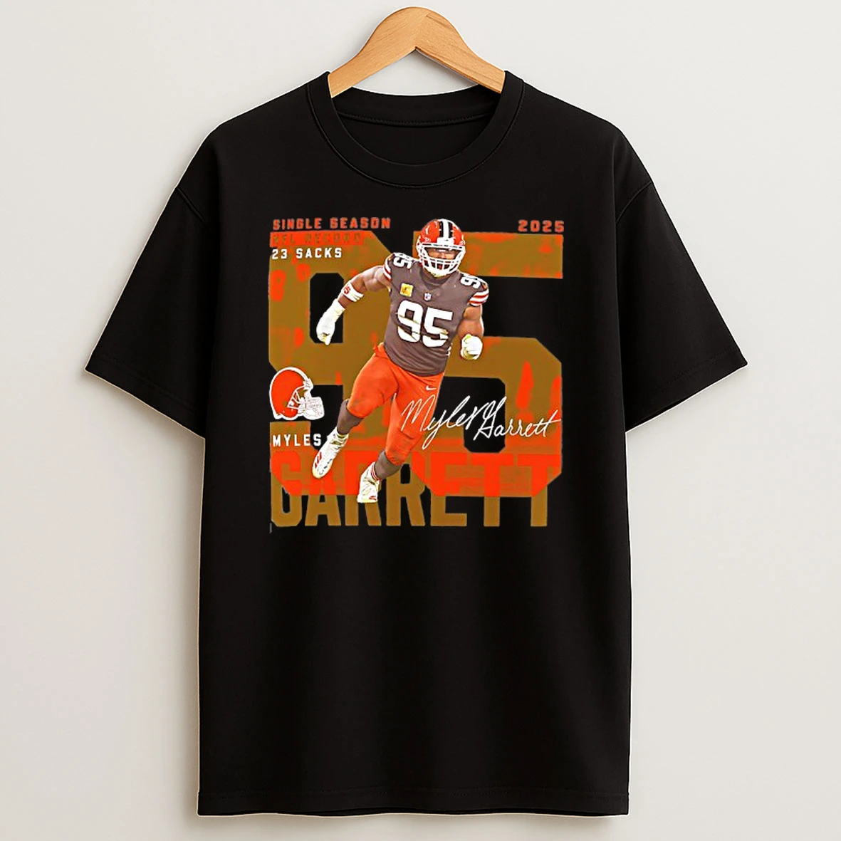 Myles Garrett Cleveland Browns 2025 Nfl Single Season Sack Record T Shirt