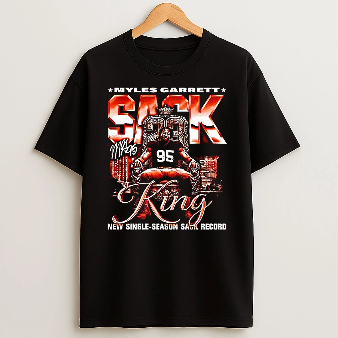 Myles Garrett Cleveland Browns Nfl Sack King Myles Garrett Signature T Shirt