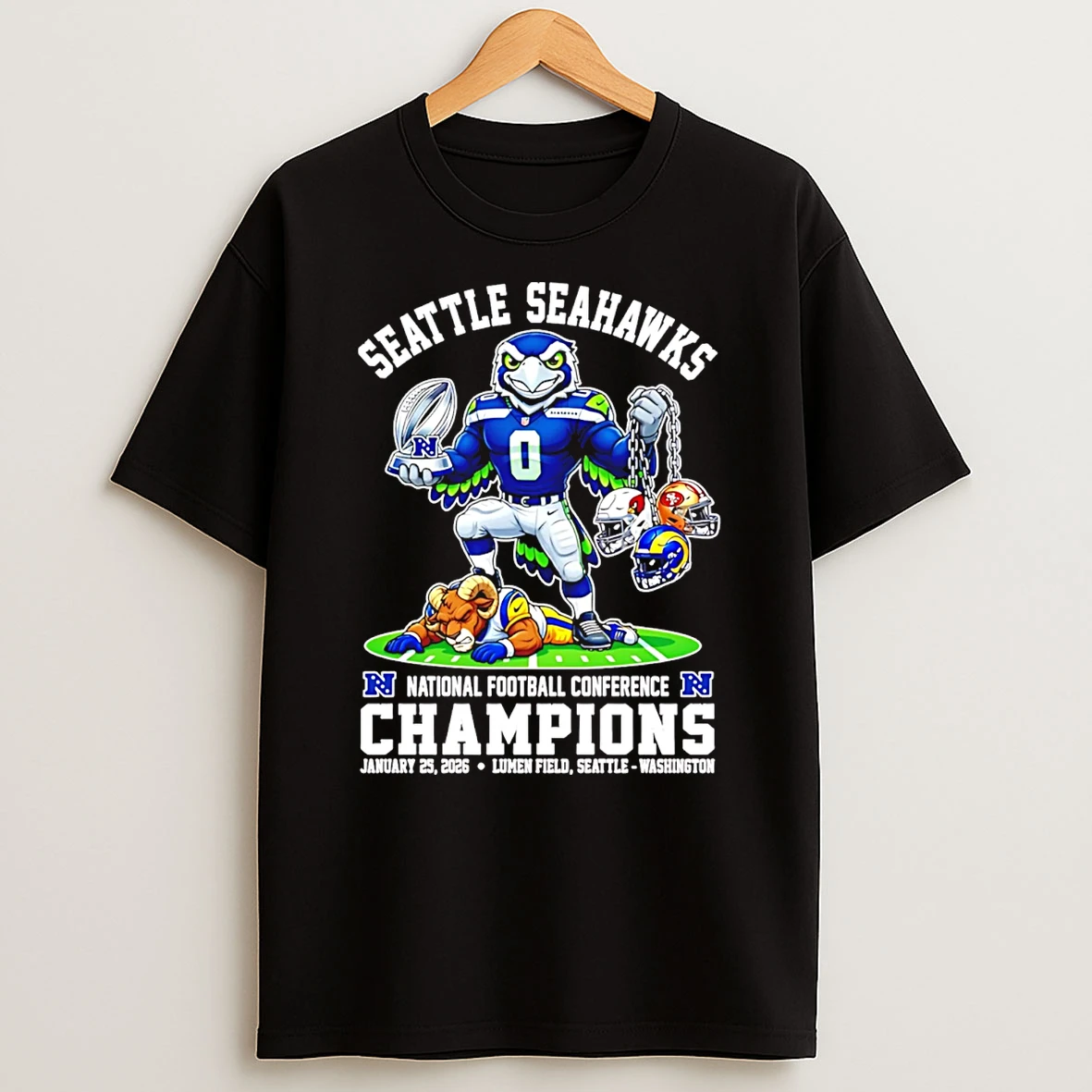 Nfc Champions Seattle Seahawks 2026 Mascot T Shirt