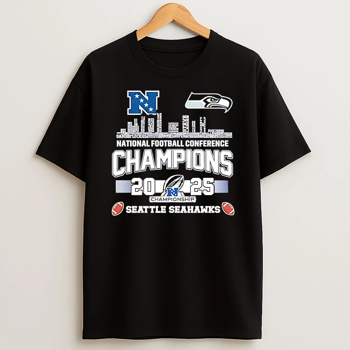 Nfc Champions Seattle Seahawks Player Name City Skyline T Shirt