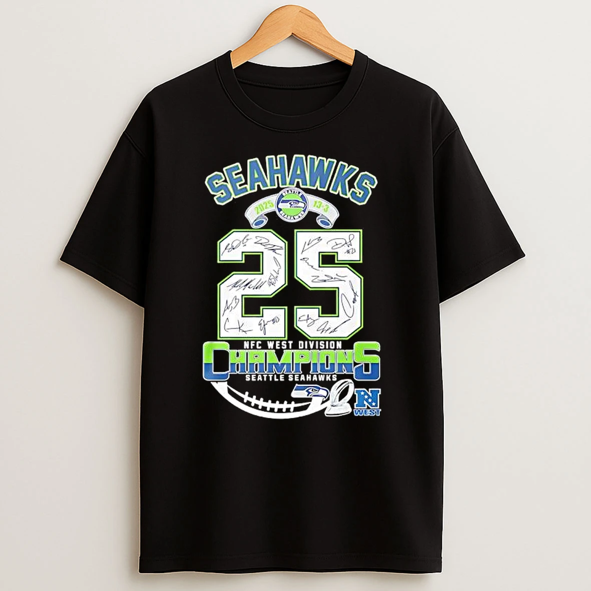 Nfc Seattle Seahawks 2025 Score 13 3 West Division Champions T Shirt