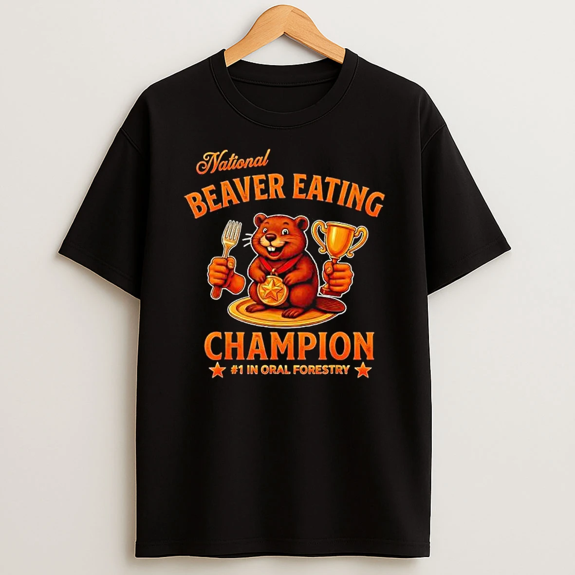 National Beaver Eating Champion Funny Quote T Shirt