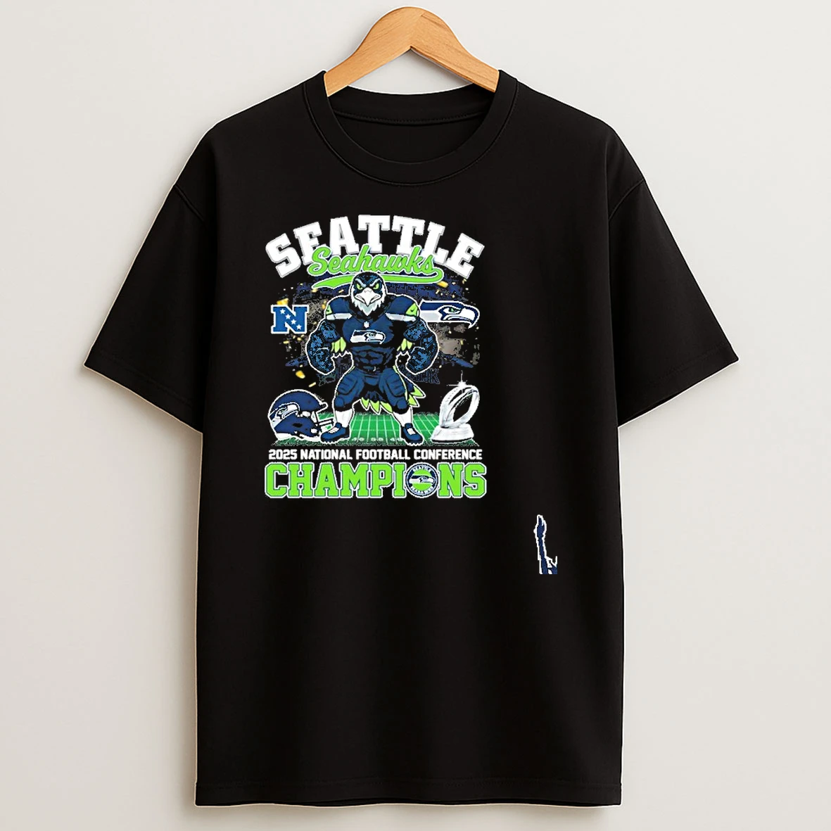 National Football Conference Champions Seattle Seahawks Mascot T Shirt