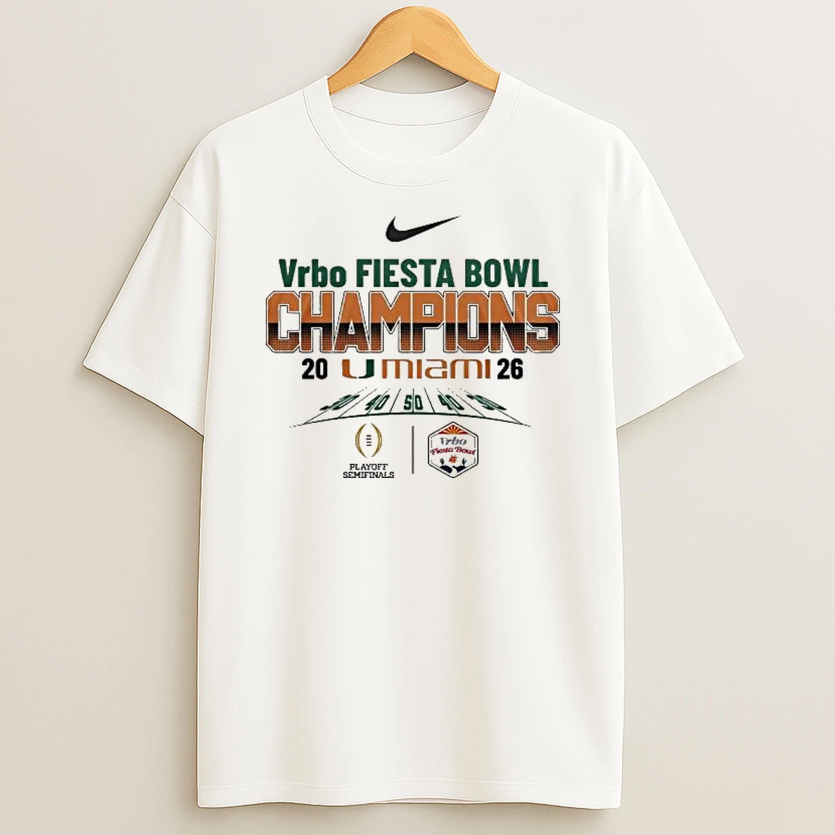 Ncaa Vrbo Fiesta Bowl Champions 2026 Miami Hurricanes Playoff Semifinals T Shirt