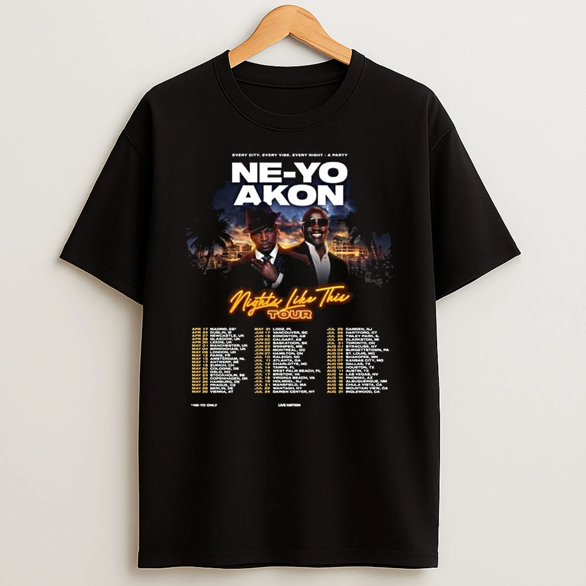 Ne Yo Akon Nights Like This Tour 2026 T Shirt