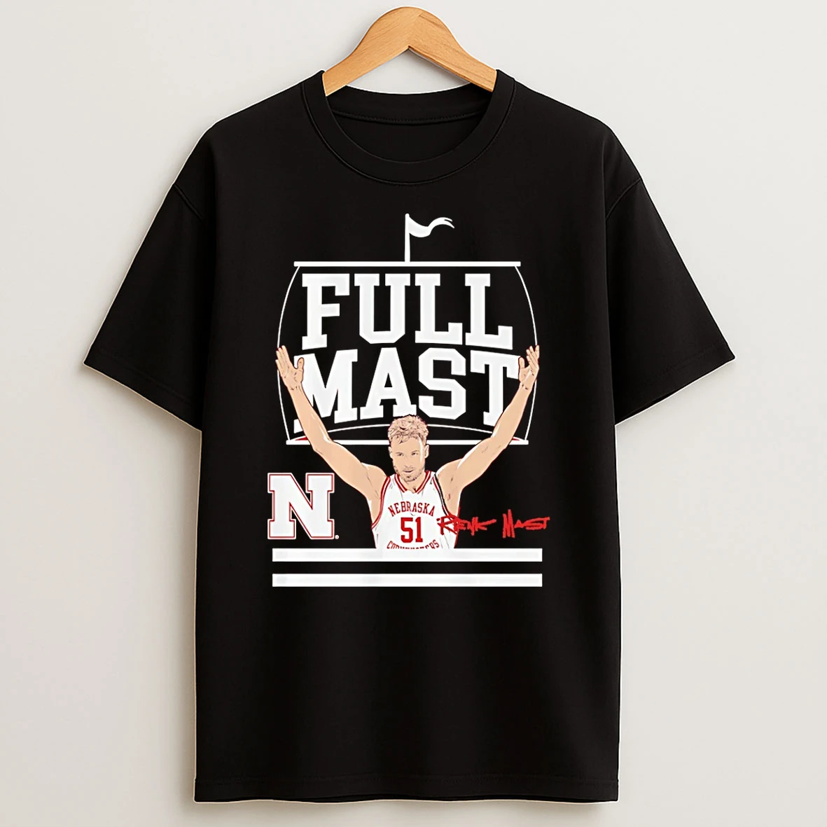 Nebraska Cornhuskers Rienk Mast Full Mast Signature T Shirt