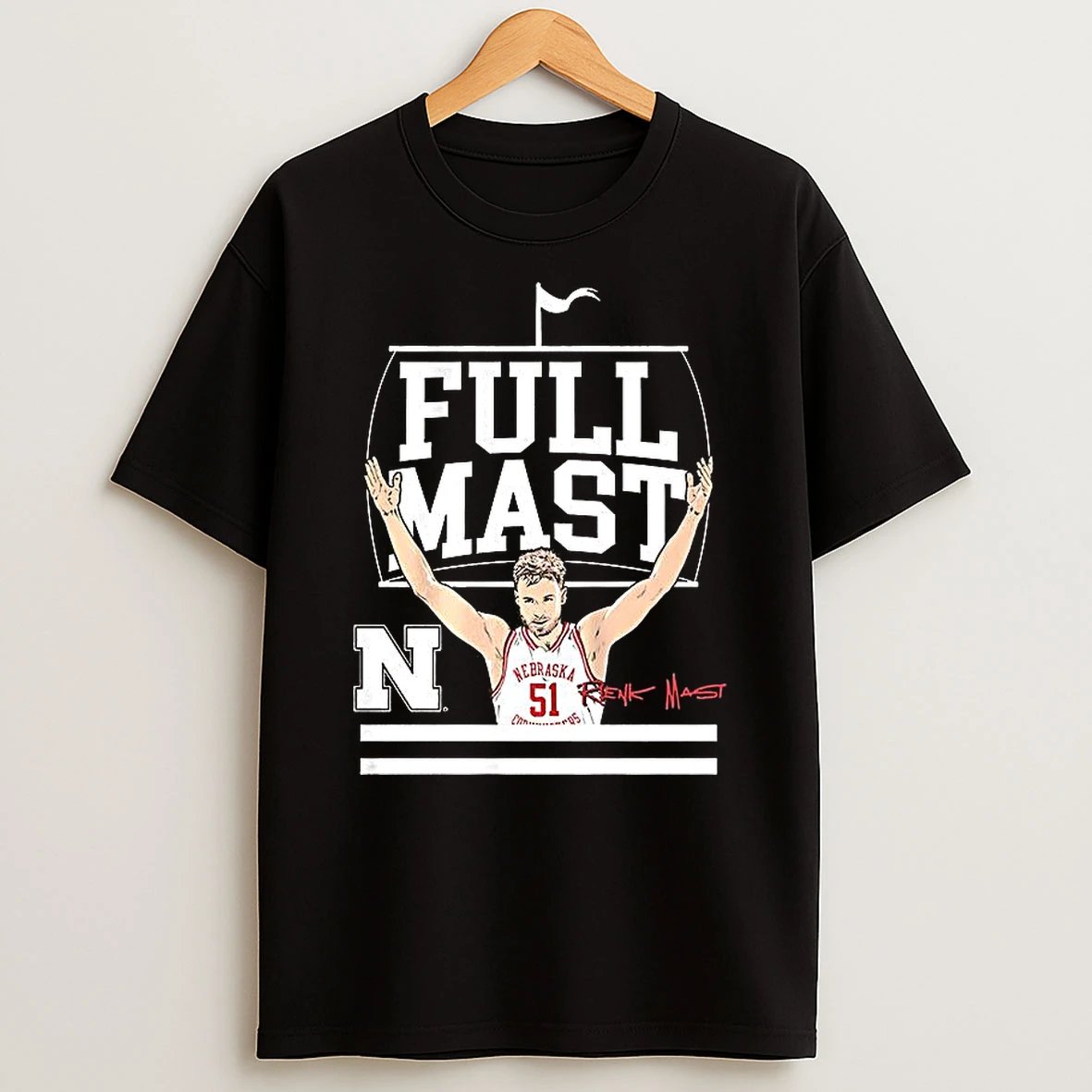 Nebraska Cornhuskers Basketball Rienk Mast Full Mast Signature T Shirt