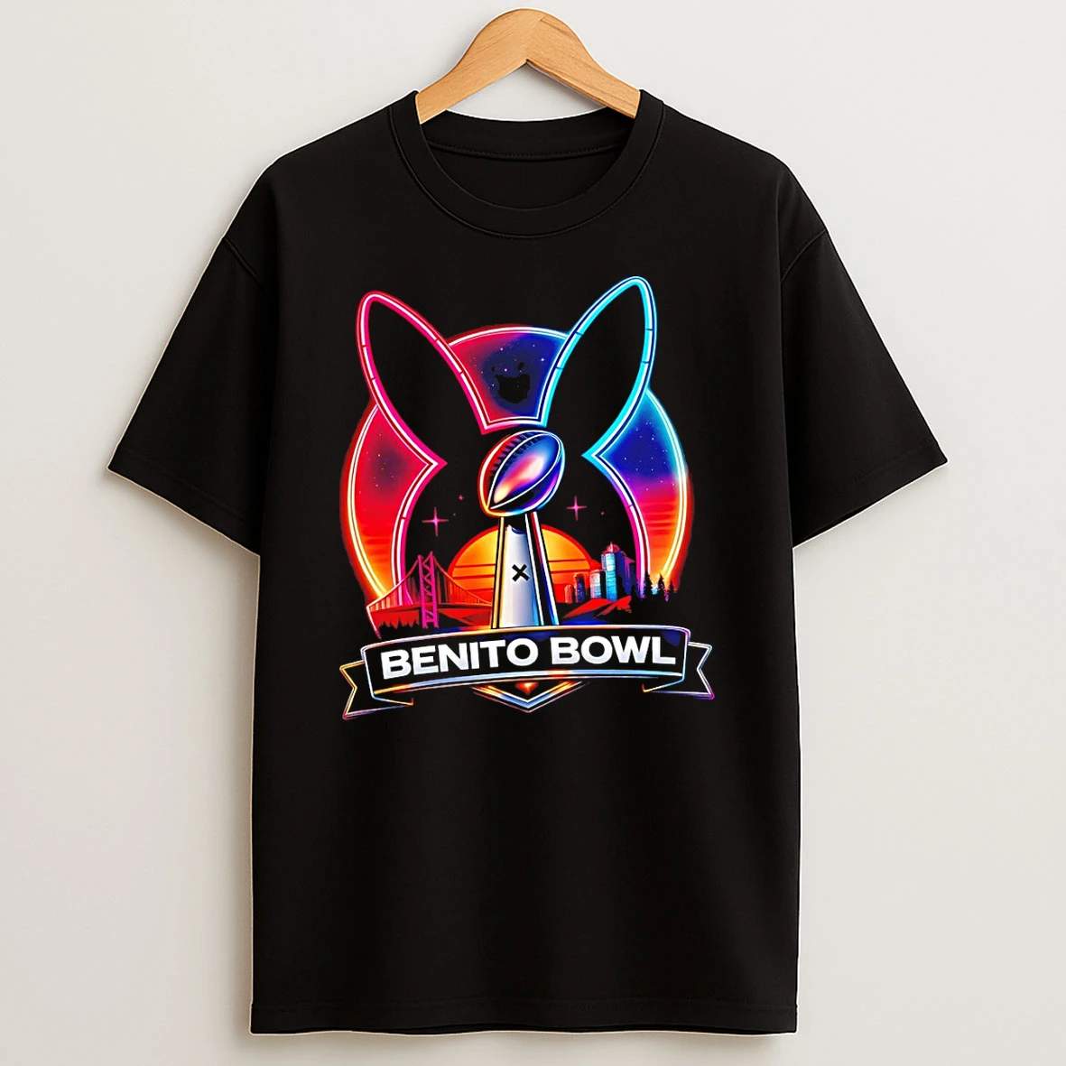 Neon City Sunset Benito Bowl Football Trophy Bunny Ears Lix T Shirt