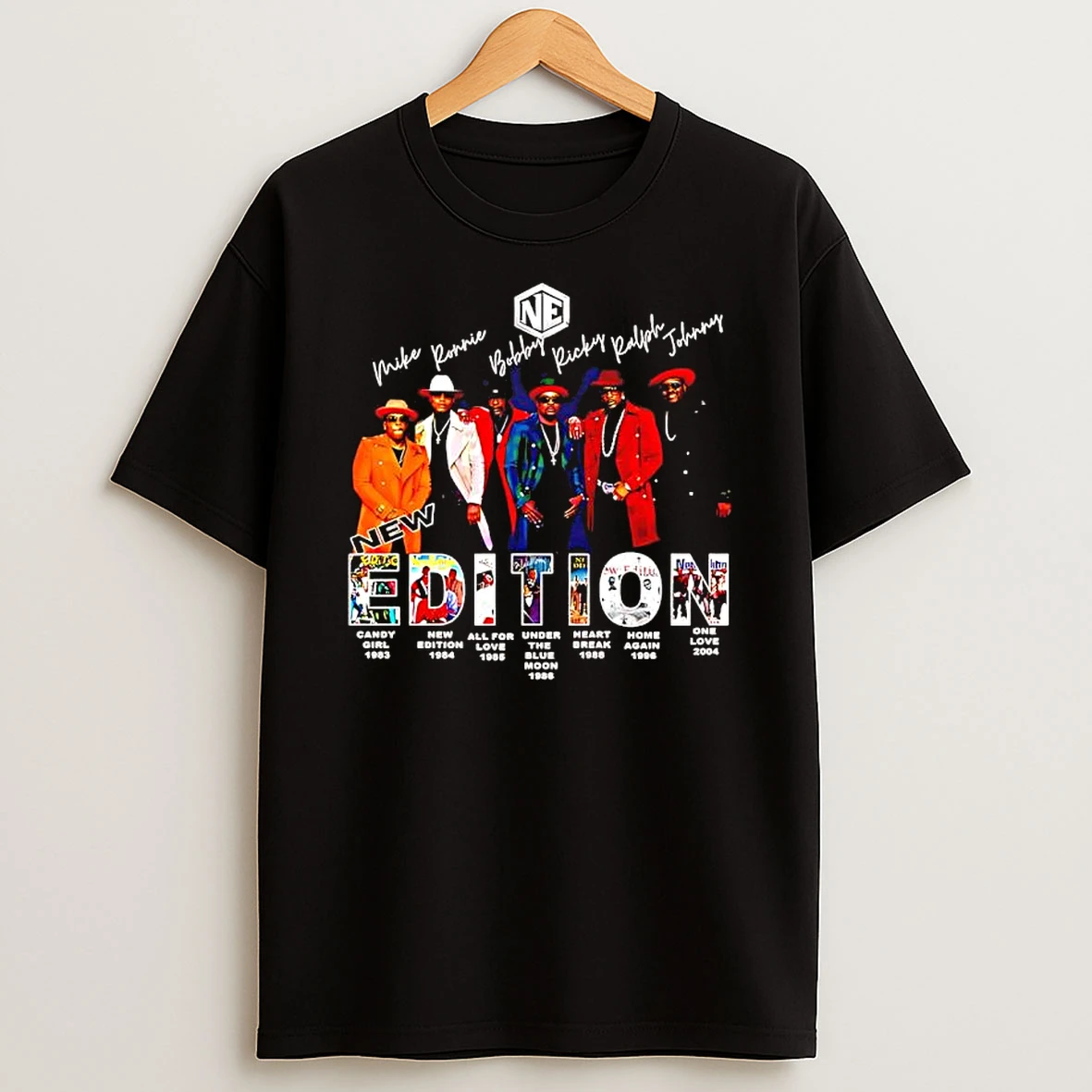 New Edition Rb Group List Members And Album Covers Graphic T Shirt