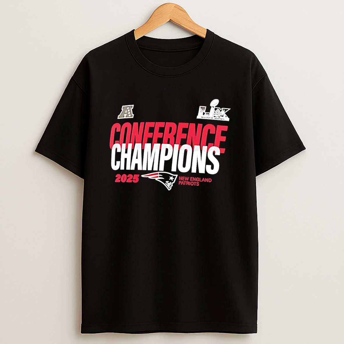 New England Patriots 2025 Afc Champions Logo T Shirt