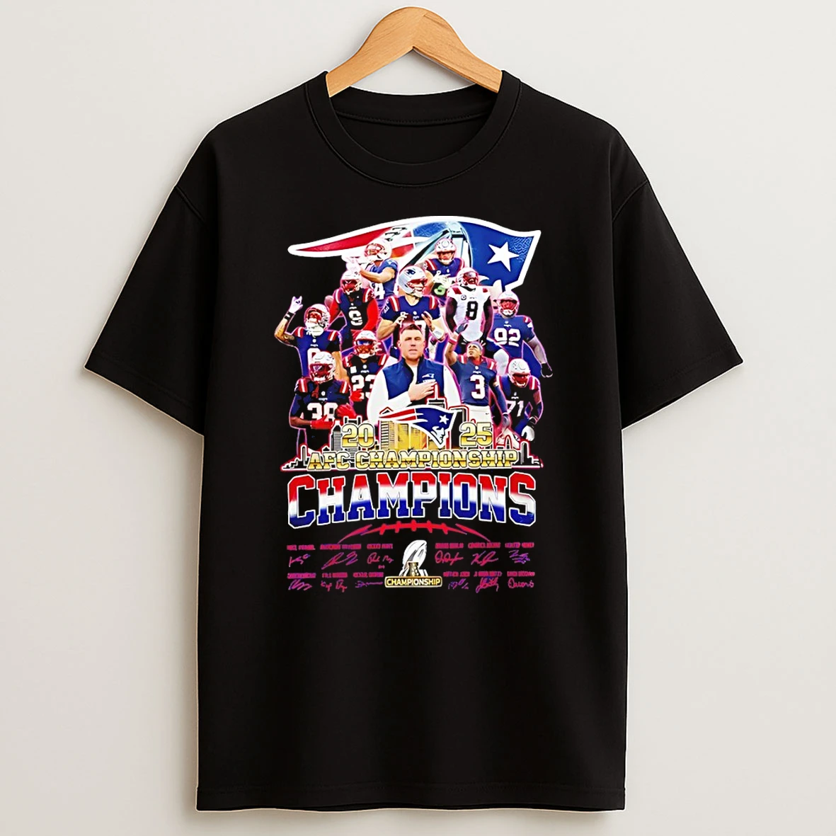 New England Patriots 2025 Afc Champions Signature T Shirt