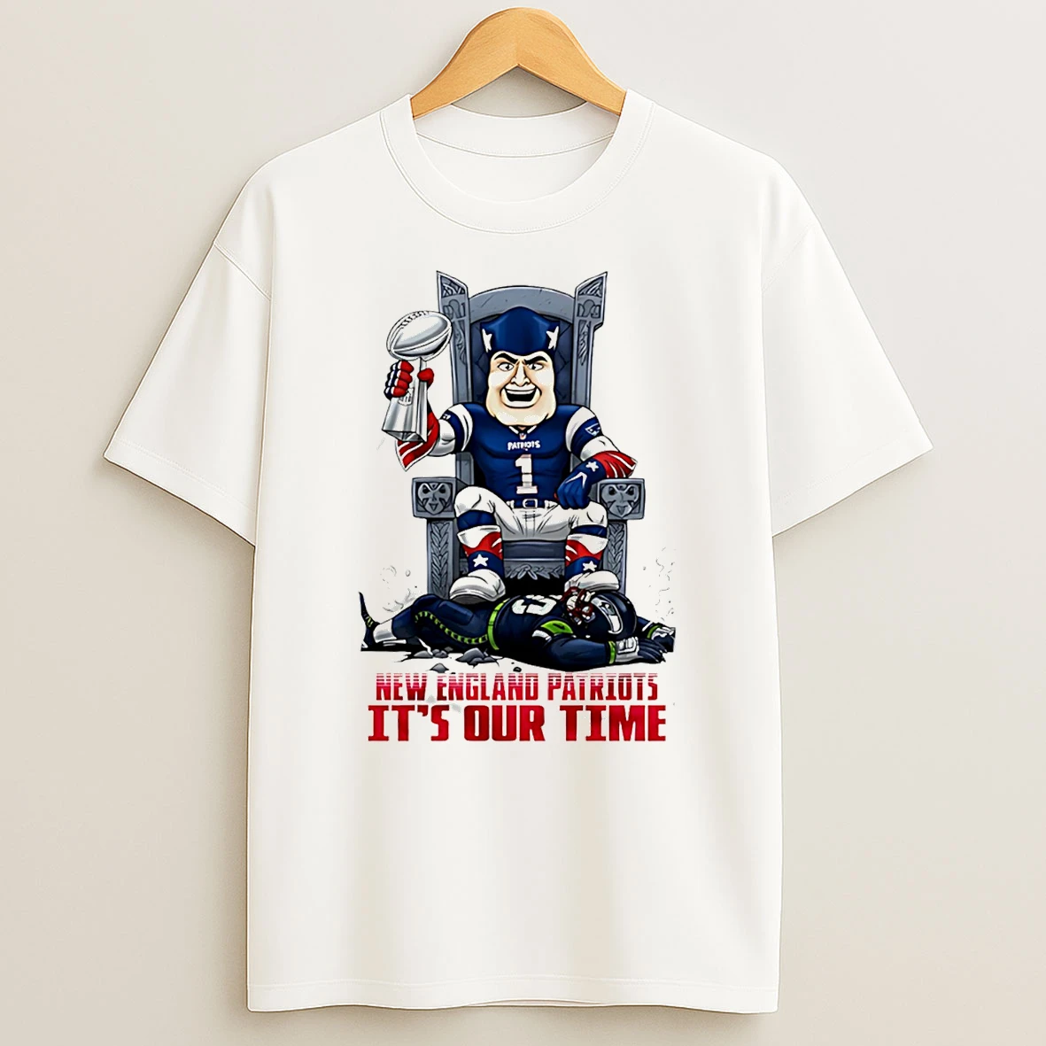 New England Patriots 2026 Super Bowl Its Out Time Mascot T Shirt